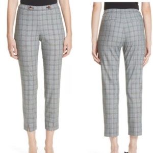 Ted Baker Women's US Size 10 Ristat Trousers Gray Check Plaid Pants Split Hem